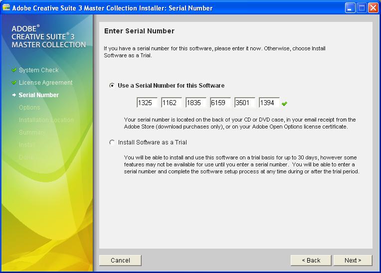 adobe cs6 master collection serial number validation